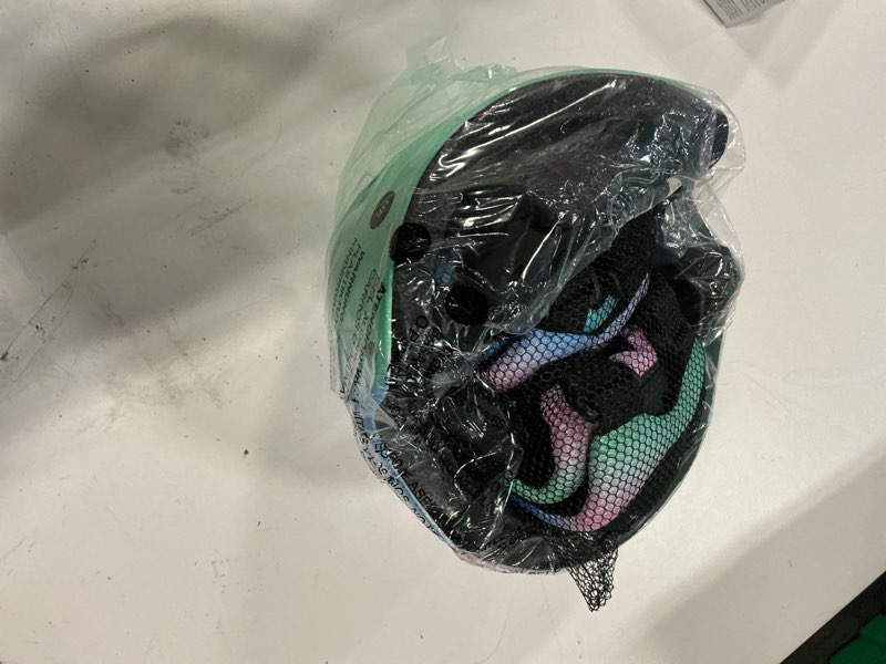 Condition photo showing Good Condition for Color Gradient Adjustable Bike Helmet with Knee and Elbow Pads - Kids Toddler Boys and Girls Skateboard Helmet for Ages 3-14 | Ideal for Riding, Scooters, Inline Skating, Longboarding, Roller Skating Purple blue green ?S(3-8Years)
