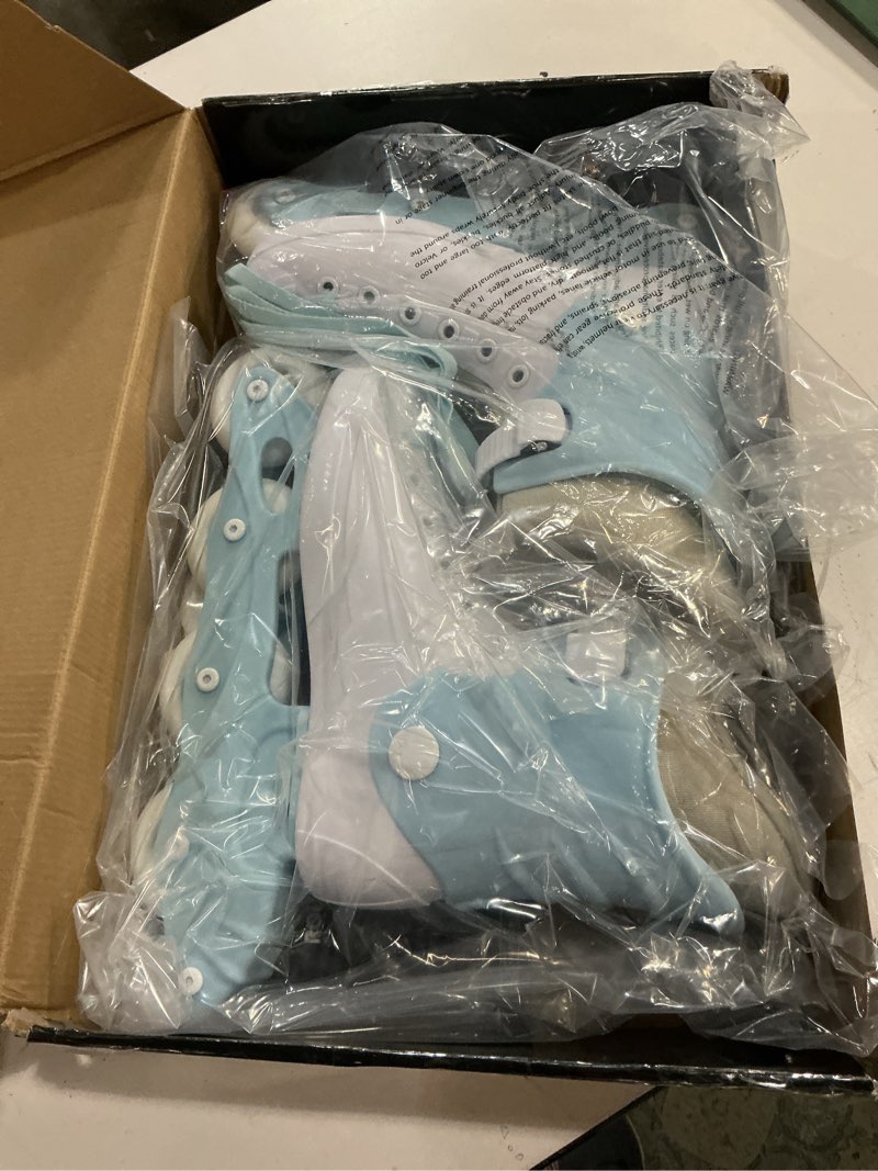 Condition photo showing Good Condition for inline skates for women girls - adult inline skates for outdoor and indoor, with durable outer shell and ankle support, abec-7 bearings, solid and comfortable blue / white us women 6
