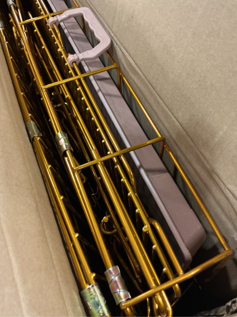 Condition photo showing Good Condition for HOMEY PET 24" Gold Color Folding Design Dog Crate Puppy Ertra Small Breed Dog Kennels with Removable Floor Grid and Pull Out Tray, Dog Cage Copper Gold Finish 23.8"L x 16.9"W x 20.6"H Gold