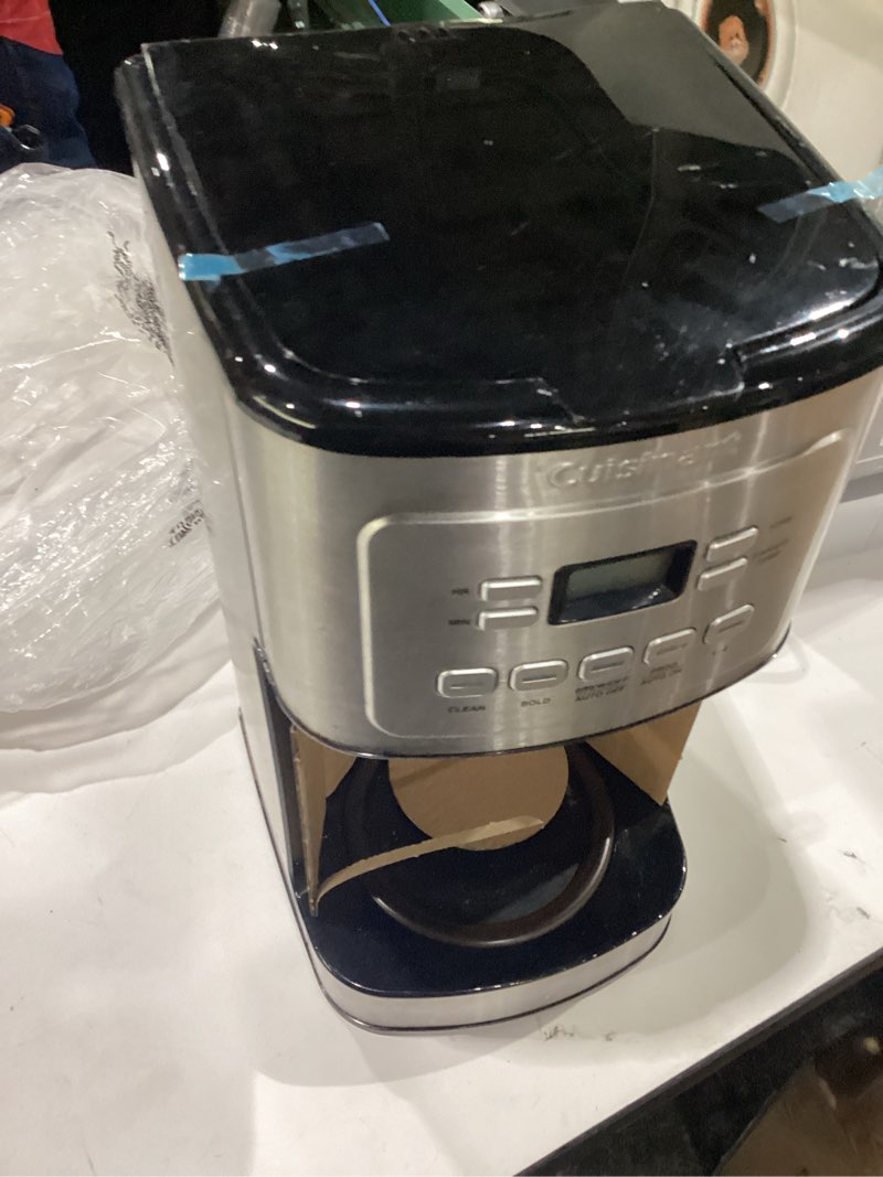 Condition photo showing As Is for used incomplete cuisinart 14-cup coffee maker, programmable perfectemp glass carafe coffee machine with 1-4 cup setting, brew strength control and pause, stainless steel, dcc-3200nas 14-cup glass stainless steel