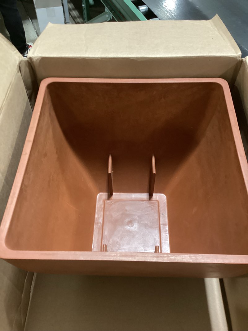 PSW Pot Collection 16x13 inch Plastic/Stone/Wood Composite Square Planter – No Drainage Hole (Drilla