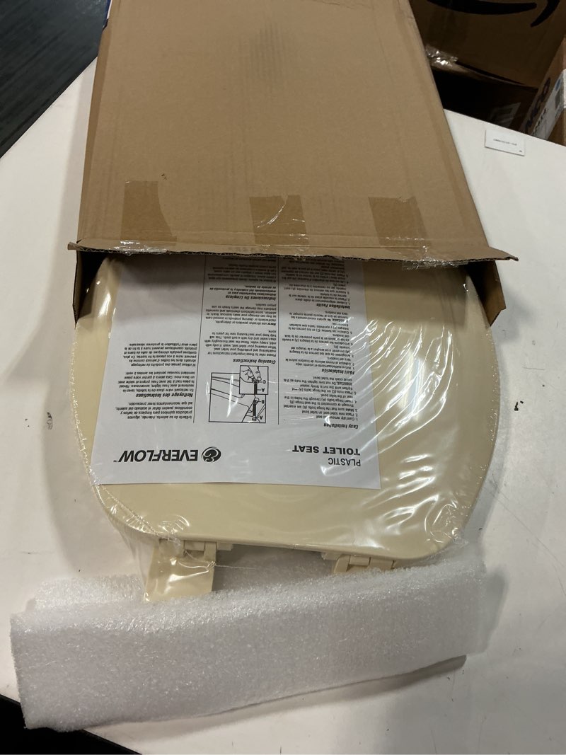 Condition photo showing New/Like New for highcraft b1tspe elongated plastic toilet seat with adjustable hinge, bone elongated plastic bone