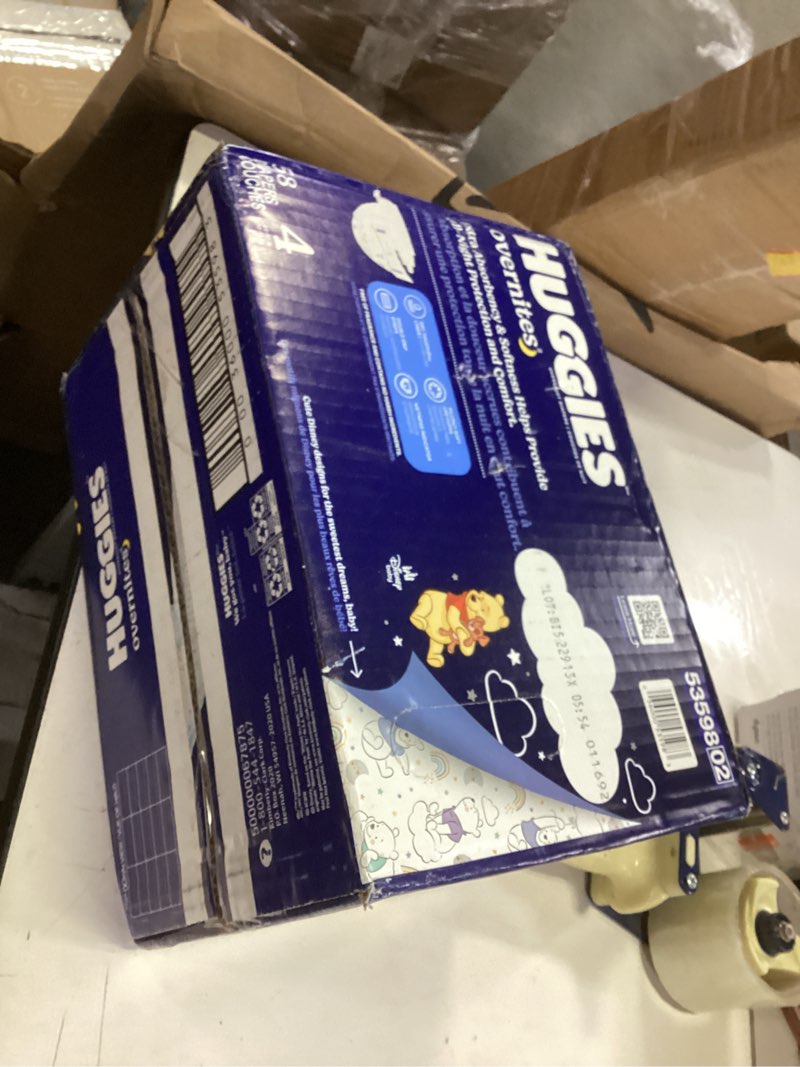Condition photo showing New/Like New for Huggies Overnites Size 4 Overnight Diapers (22-37 lbs), 58 Ct, Packaging May Vary Size 4 58