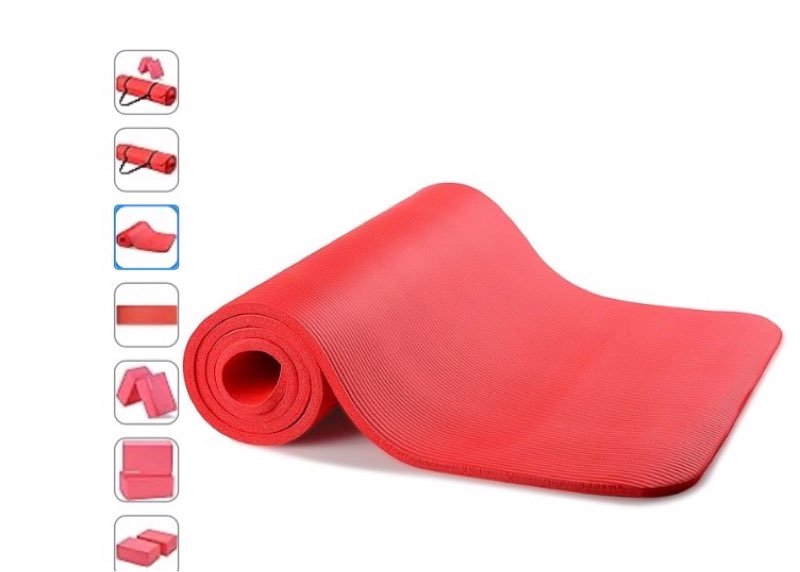 fitvids 1/2-inch extra thick high density anti-tear exercise yoga mat with carrying strap red 1/2-inch thick