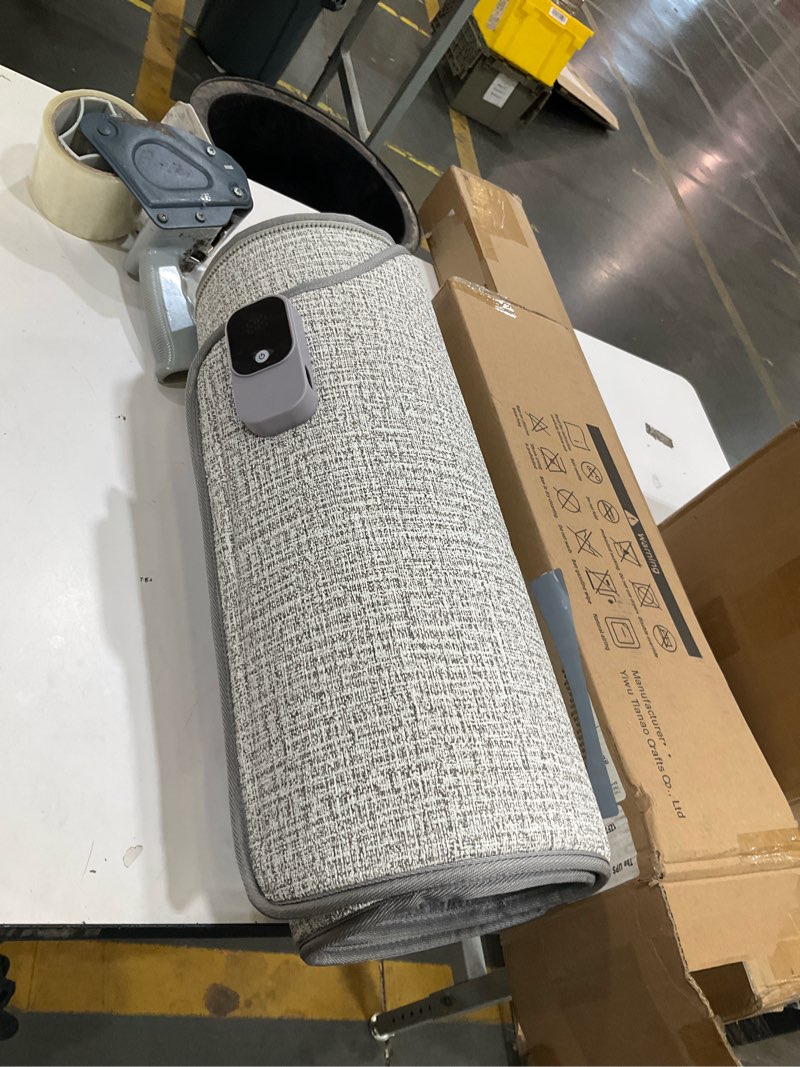 Condition photo showing As Is for incomplete missing cable, under desk heater & space heater for indoor use,leg foot feet warmer for office home quiet, small portable personal office heater accessories,essentials supplies for women men gifts medium medium greye