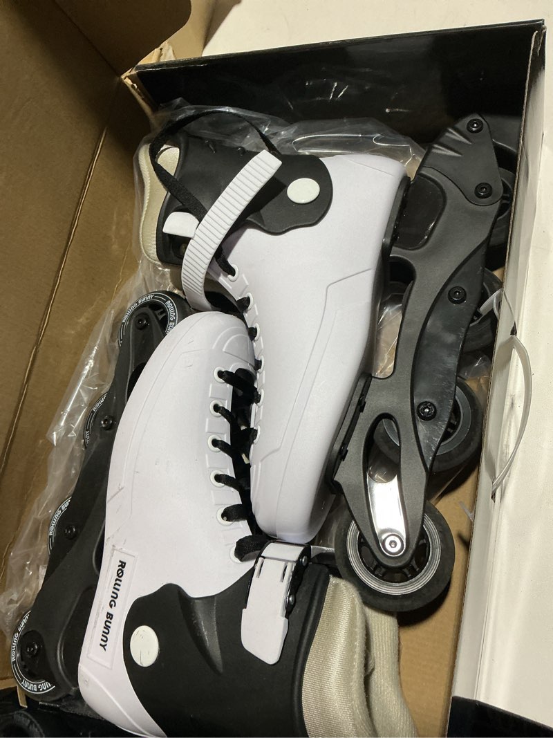 Condition photo showing Good Condition for inline skates for women girls - adult inline skates for outdoor and indoor, with durable outer shell and ankle support, abec-7 bearings, solid and comfortable black / white us women 9