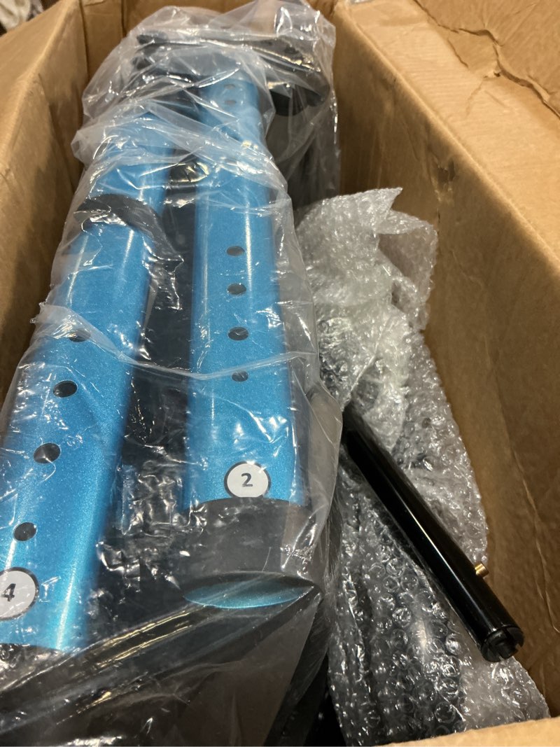 Condition photo showing As Is for 2-in-1 rollator walker transport wheelchair combo for seniors with seat | 10" all-terrain tires|300 lbs capacity|foldable|wide padded seat with backrest|hand anti-tip brakes|adjustable height sky blue 2-in-1 rollator