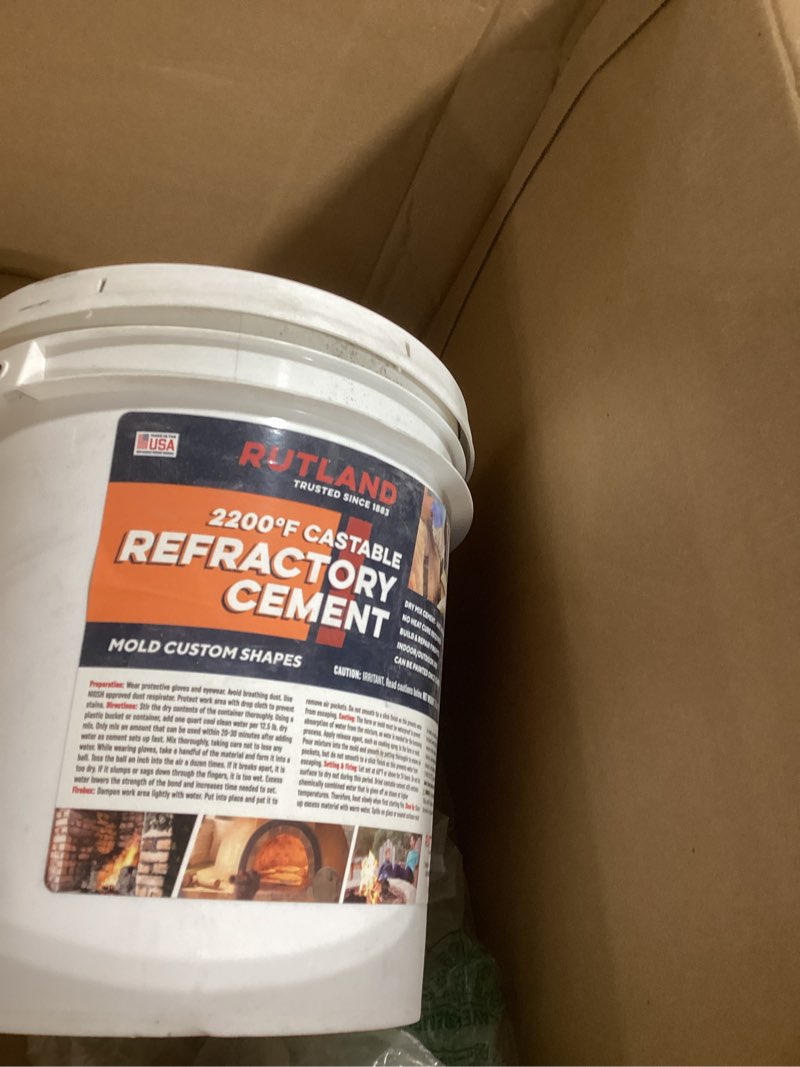 Condition photo showing Good Condition for Rutland Castable Refractory Cement 25 Pound - High Temperature Fireplace & Woodstove Fire Cement - Cast Custom Fire Brick, Refractory Panels & Fire Pits, Pizza Ovens