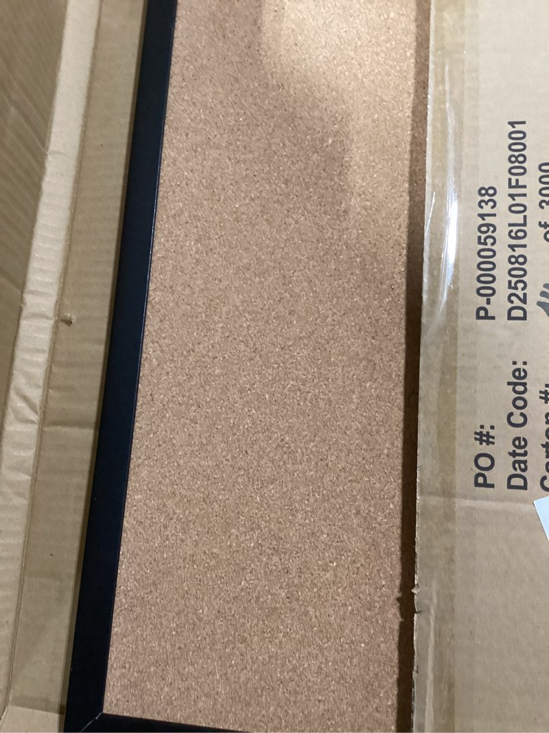 Condition photo showing Good Condition for U Brands Cork Bulletin Board, 17" x 23", Black Wood Frame 17" x 23" Black