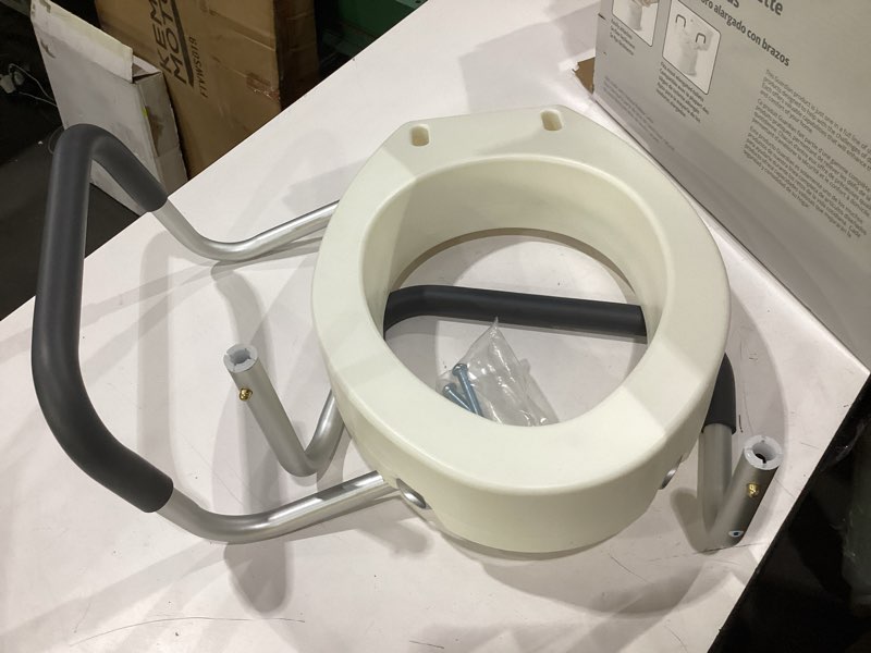 Condition photo showing New/Like New for vive raised toilet seat riser for seniors (with handles) - handicap rail grab bar seat for over toilet - elevated safety for elderly, disabled, medical - elongated & standard options