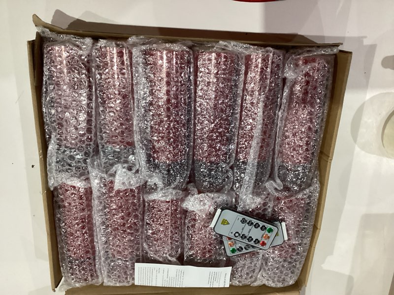Condition photo showing New/Like New for Flameless Candles with Embedded Star String - Battery Operated LED Candles, with Remote,12 Red Flickering Candles for Christmas, Weddings, Home Decor & Party,(D 2.3"×H 5" 6" 7") Red-12