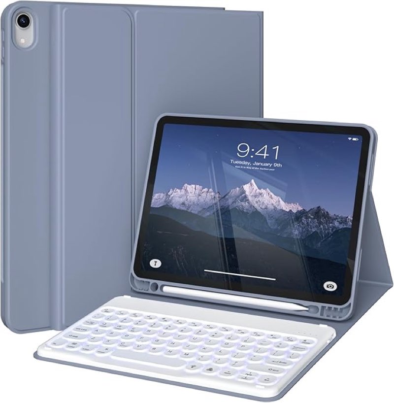 kvtvou keyboard case for ipad (a16) 11th/10th generation (11/10.9 inch, 2025/2022)- 7 colors backlit