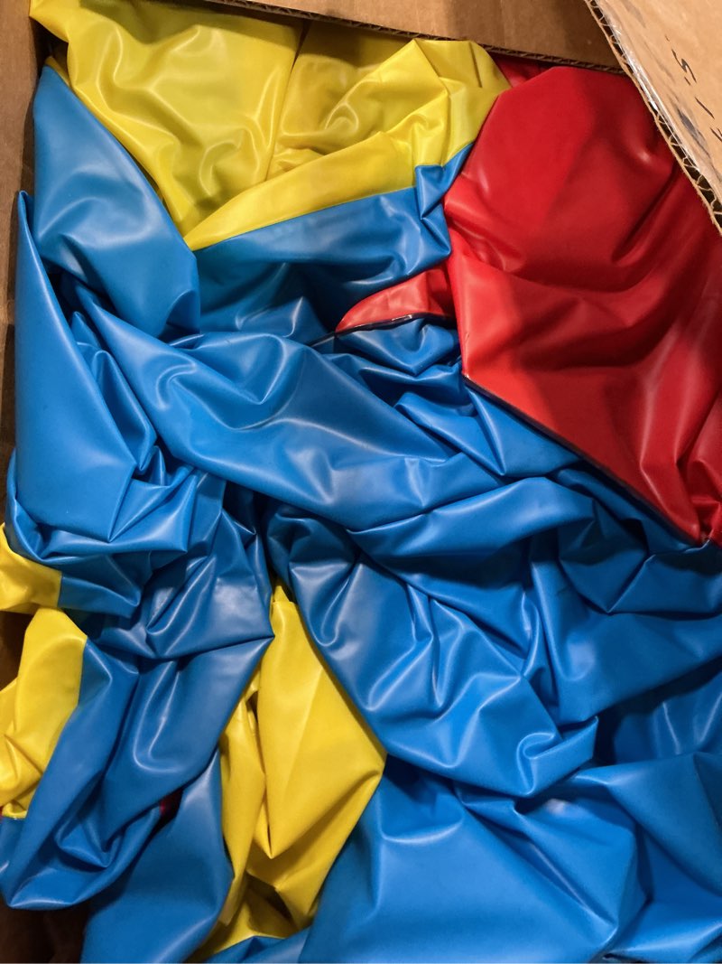 Condition photo showing As Is for 5 ft or 5.9 ft giant inflatable beach ball jumbo rainbow ball extra large inflatable toys for pool summer beach pool event party massive games blue, yellow, red 60 in