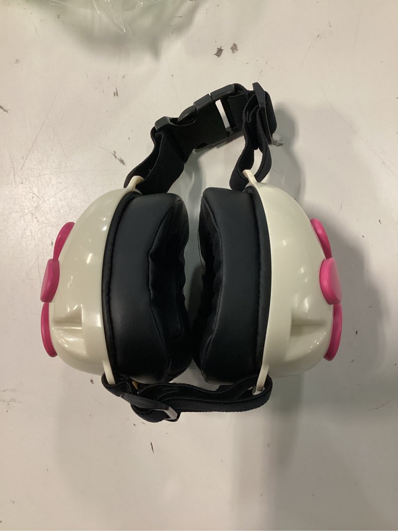 Condition photo showing Good Condition for upgraded dog ear muffs for noise protection - 22db nrr noise cancelling headphones with dog paw design, calming earmuffs for thunder, fireworks & hunting (m, white-pink)
