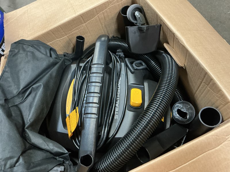 Condition photo showing As Is for dewalt stealthsonic quiet 9-gallon 5-hp corded wet/dry shop vacuum with accessories included