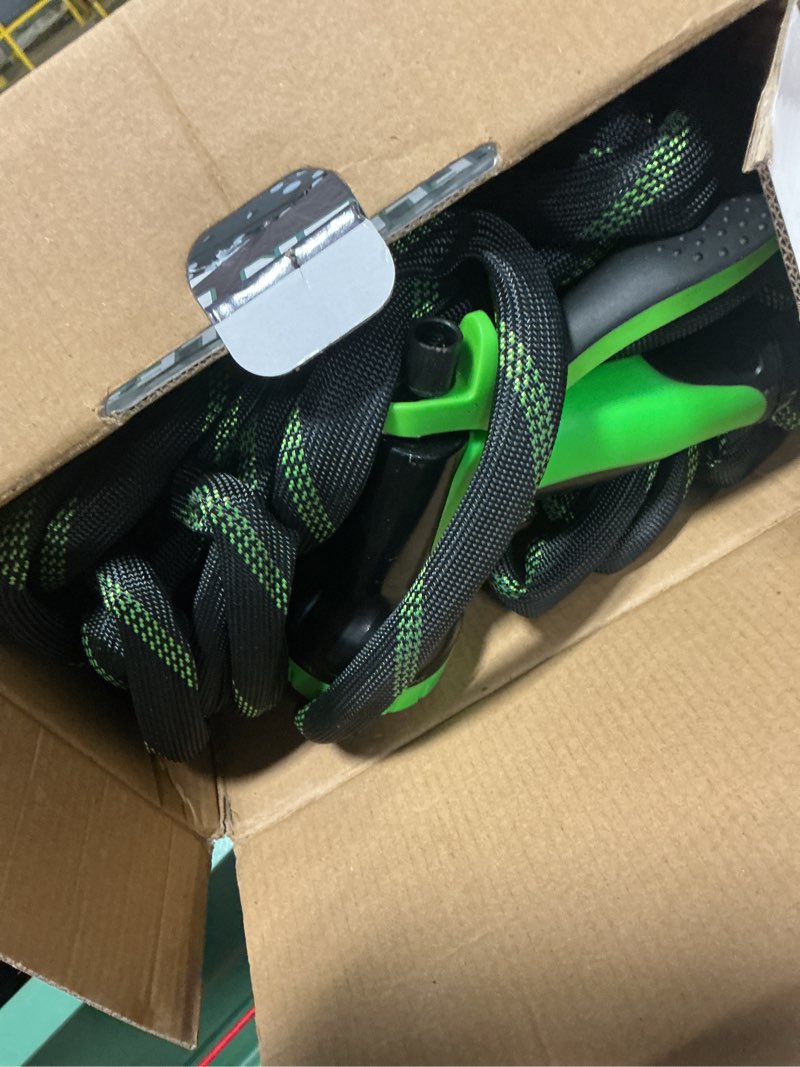 Condition photo showing As Is for 50 ft garden hose, flexible ultra lightweight durable garden hose, kink-free water hose with 10 function sprayer - non-shrinking garden hoses, easy to store,all-weather, car washing pipe garden hoses blackgreen 100ft
