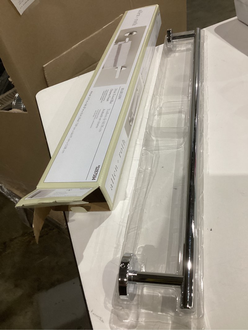 Condition photo showing New/Like New for allen + roth harlow 24-in polished chrome wall-mount single towel bar