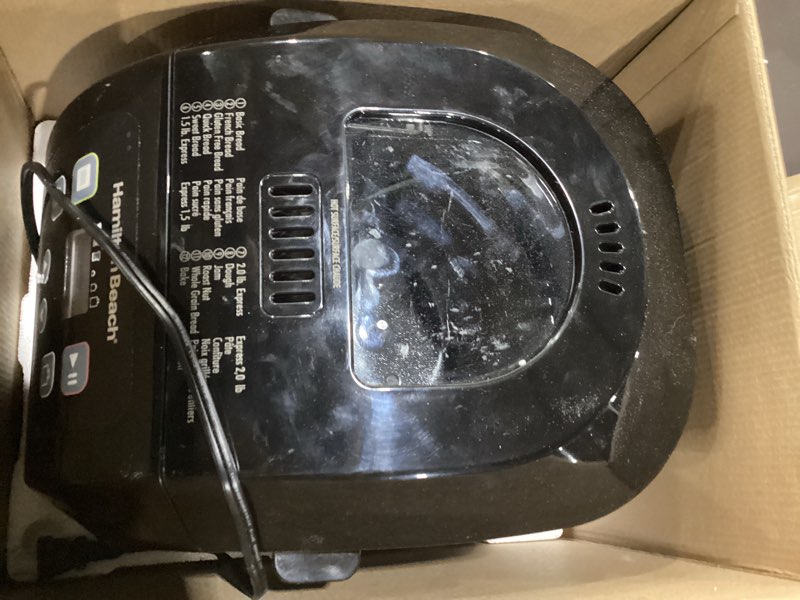 Condition photo showing New/Like New for Hamilton Beach Automatic Bread Maker Machine, Digital, Programmable, 12 Settings + Gluten Free, PFAS-Free Nonstick Pan + Kneading Paddle, 2 lb Capacity, Black