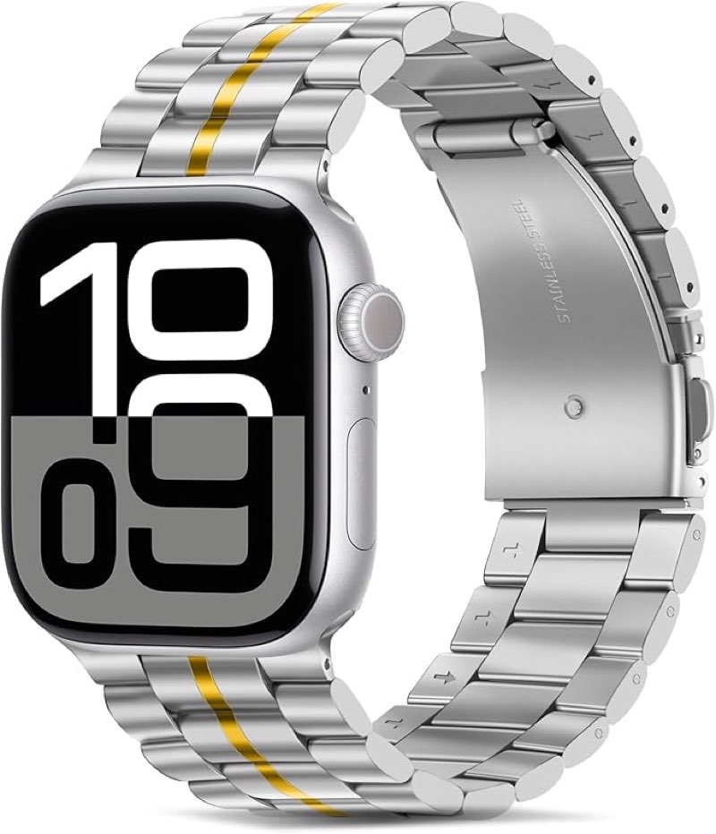 Tasikar Metal Watch Band Compatible with Apple Watch 49mm 46mm 45mm 44mm 42mm for Men Women, Stainle
