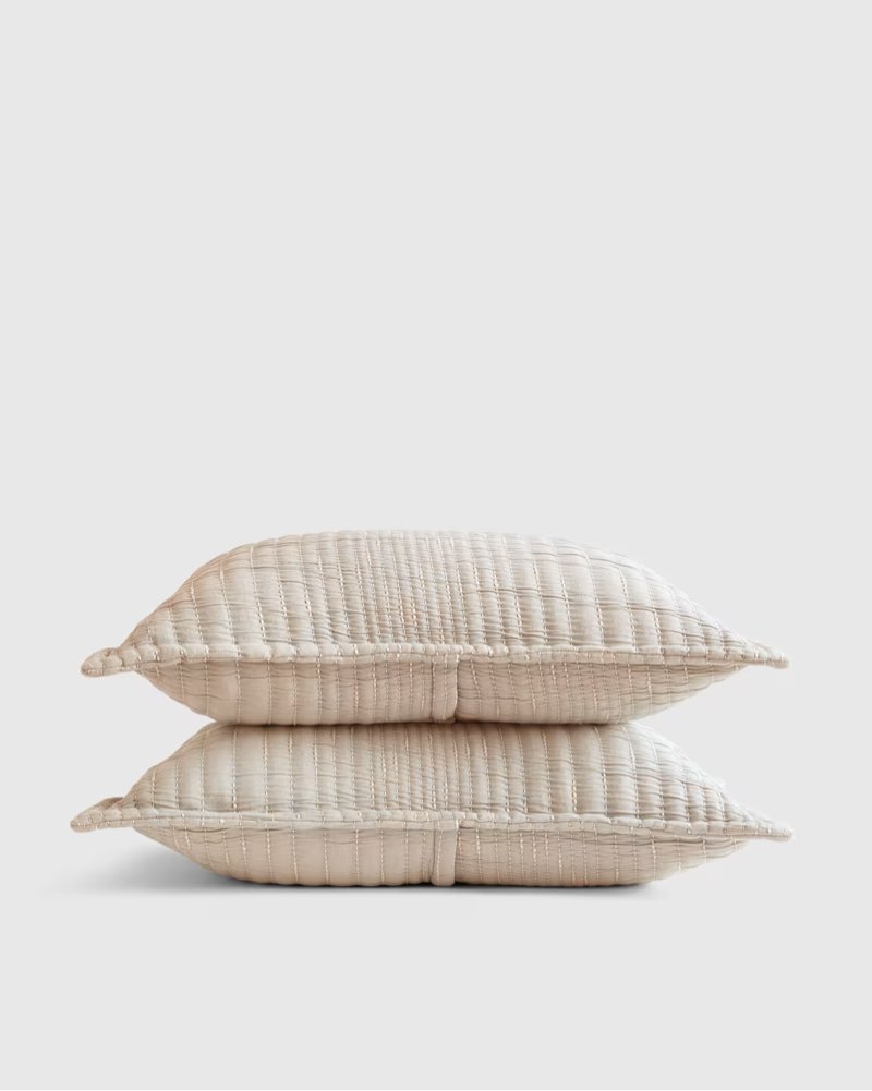 organic cotton channel stitch sham set size: standard color: sand