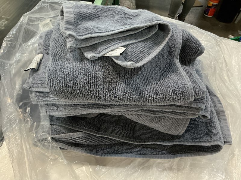 Condition photo showing As Is for turkish ribbed quick dry bath towel bundle, one size, mineral