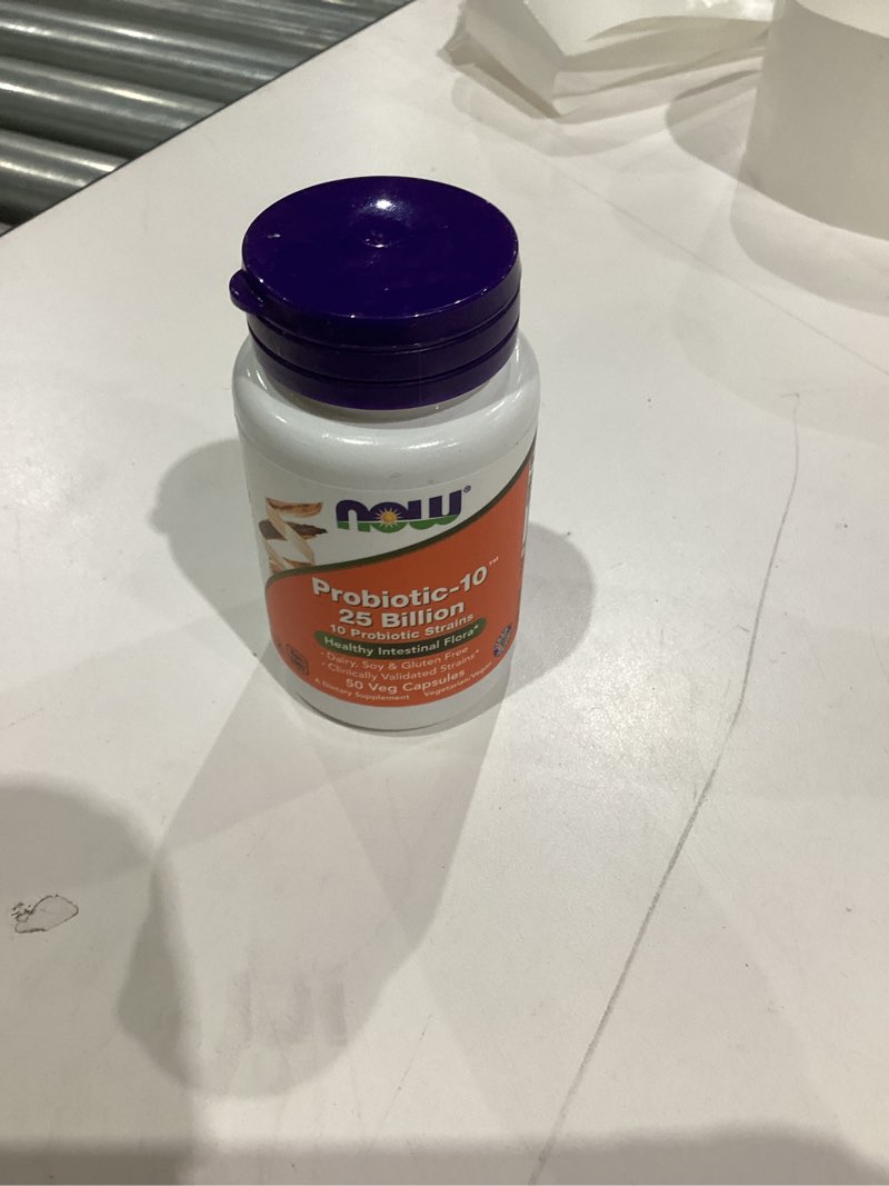 Condition photo showing New/Like New for NOW Foods Supplements, Probiotic-10™, 25 Billion, with 10 Probiotic Strains, Dairy, Soy and Gluten Free, Strain Verified, 50 Veg Capsules 50 Count (Pack of 1) Supplements