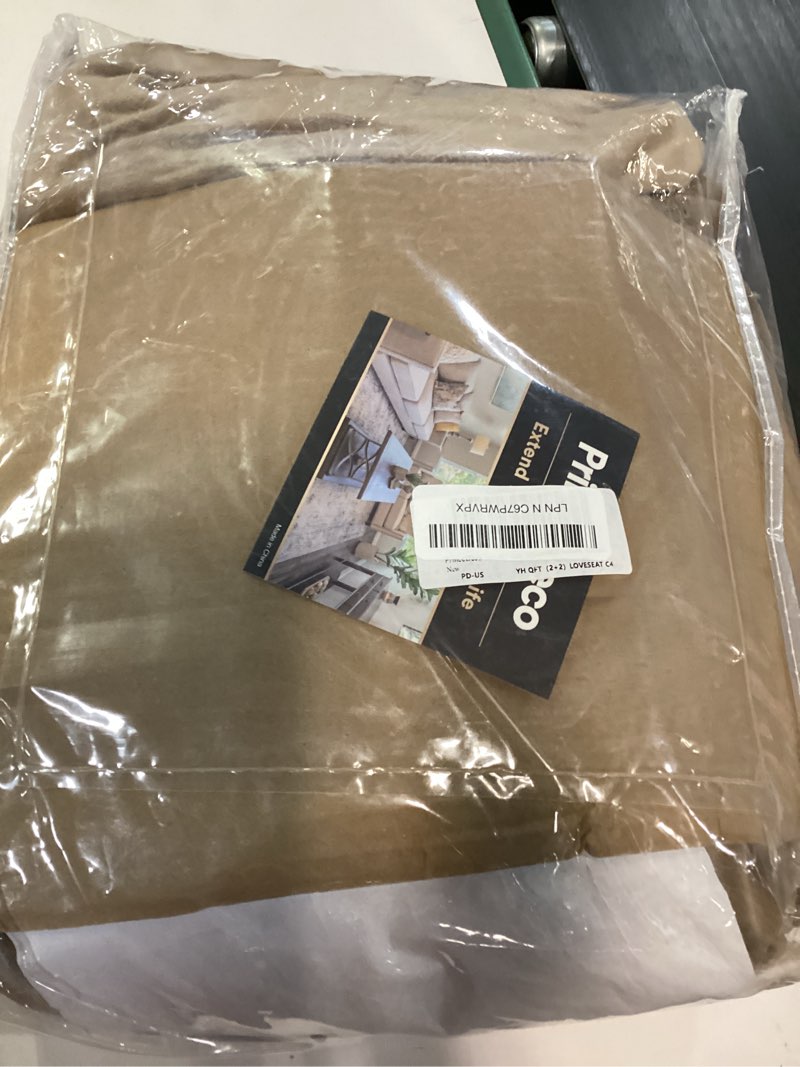 Condition photo showing Good Condition for princedeco velvet couch cover loveseat covers for 2 cushion couch 3 piece sofa covers for dogs washable loveseat covers width up to 72 inch no slip stretch sofa slipcover(medium, camel) camel medium(58"-72")