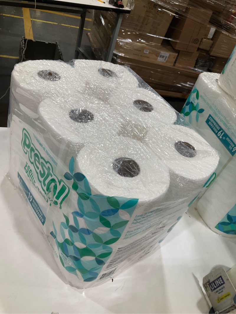 Condition photo showing As Is for amazon brand - presto! flex-a-size paper towels, 158 sheet huge roll, 6 rolls equivalent to 19 regular rolls, white 6 count white