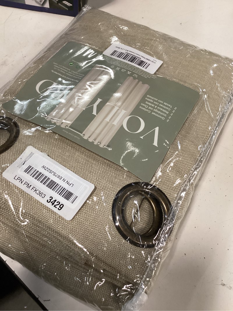 Condition photo showing New/Like New for khaki brown grommet curtains 90 inch length for bedroom boho semi sheer drapes, 2 panels khaki 52"w x 90"l (pack of 2)