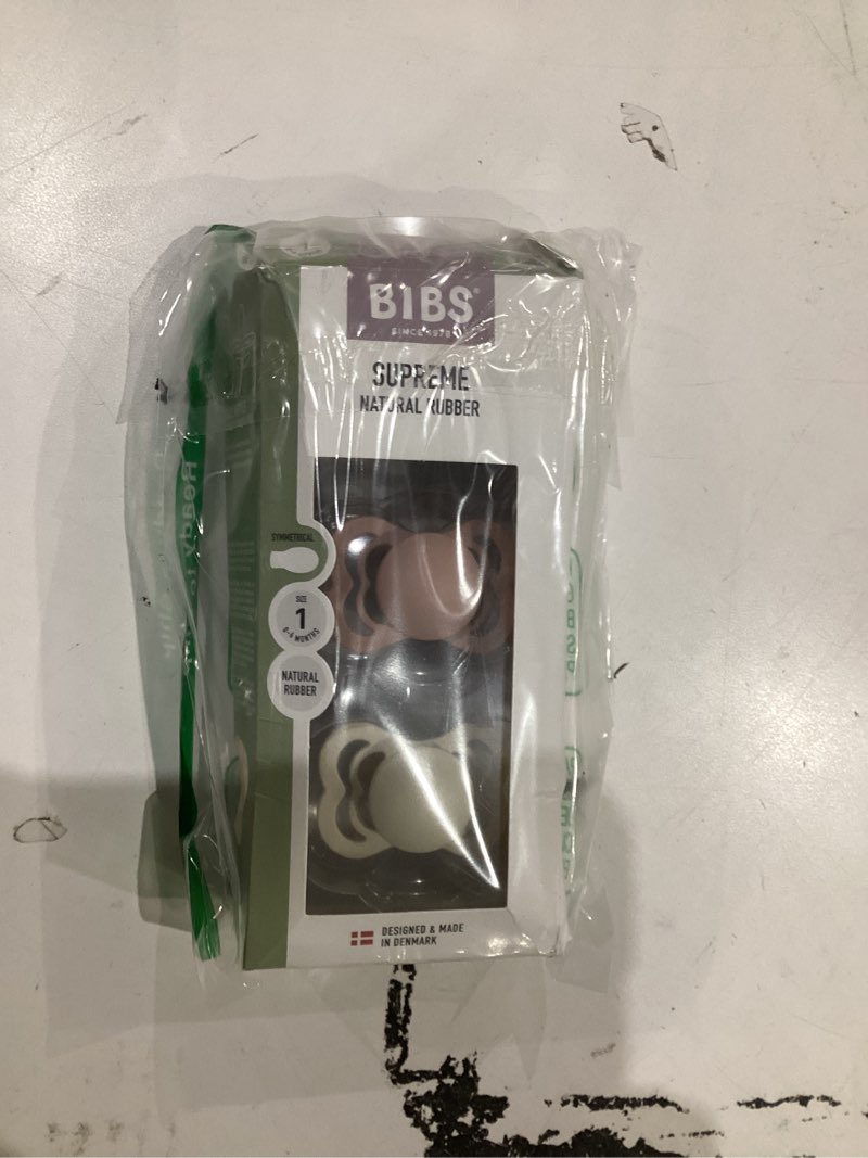 Condition photo showing As Is for BIBS Supreme Baby Pacifier 2-Pack | Made in Denmark | BPA Free Dummy Soother, Symmetrical Nipple. Natural Rubber Latex, Size 1 (0-6 Months), Ivory / Blush Size 1 (0-6 Month) Ivory / Blush