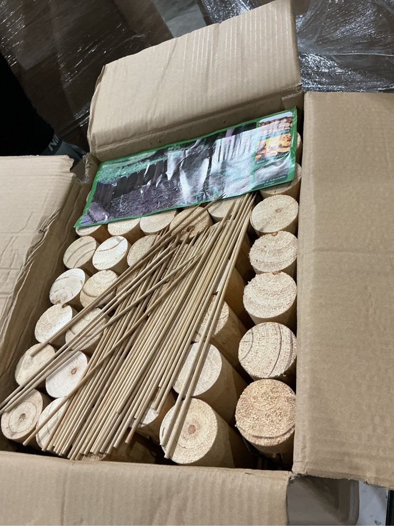 Condition photo showing As Is for christmas tree edging, wooden edgings for christmas tree gate, edging border mini christmas tree fence, home garden christmas tree edging edge, 5.9in h × 3ft l (6 pack) even-height 5.9*35in 6pcs