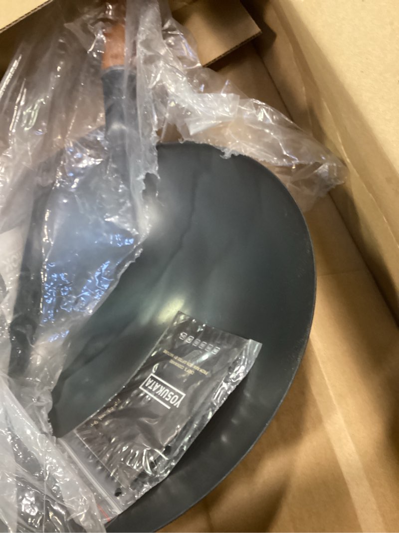 Condition photo showing Good Condition for YOSUKATA 14" Carbon Steel Wok with Round Bottom – Pre-Seasoned Pow Wok for Stir Fry – Traditional Ch