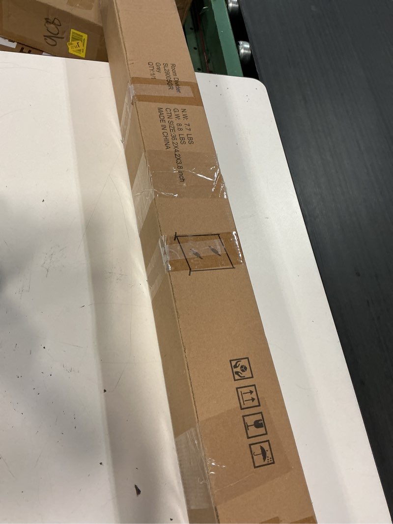 Condition photo showing New/Like New for rantila single large panel room divider, privacy screen for office, partition separators, freestanding divider 71''w x 69.5''h, grey grey 1 large panel