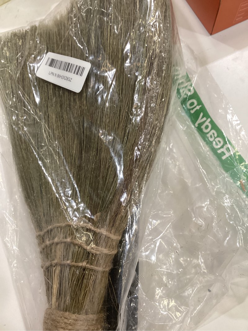 Condition photo showing Good Condition for natural whisk sweeping black handle broom - brooms for wedding jumping ceremony halloween diy decoration - vietnamese straw soft broom 12.2" width, 28.35" length