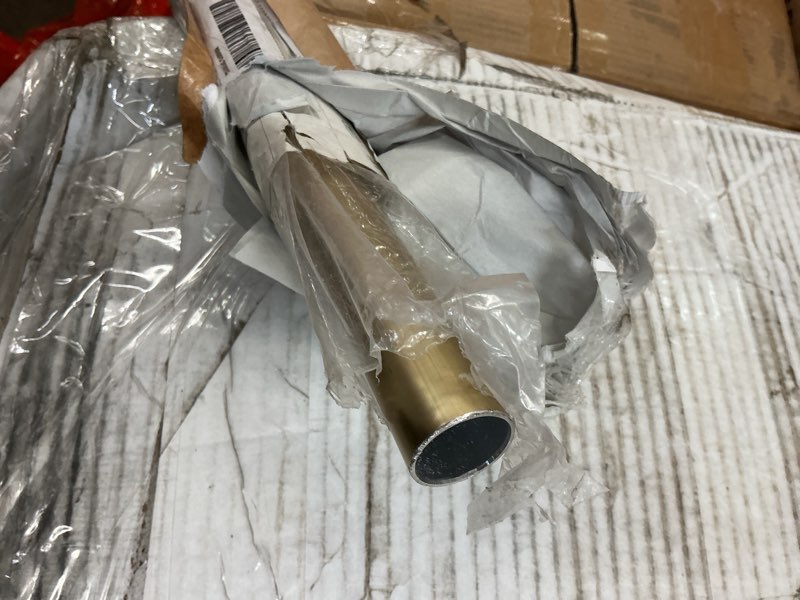 Condition photo showing As Is for Gold Aluminum Color Guard Flag Pole 6 Ft Set with Plastic Black End Cap Tips and Fastener Strips for Color Guard Silk Flags, Standard Lightweight Practice Pole