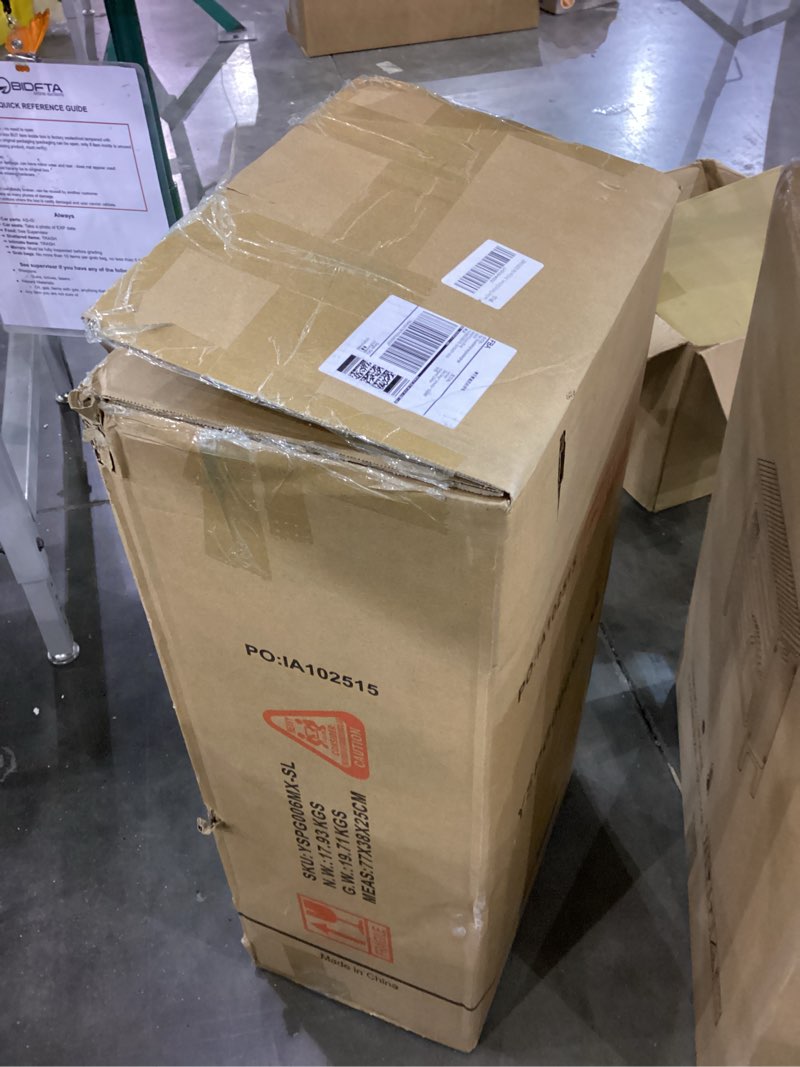 Condition photo showing As Is for usikey Storage Cabinet with 4 Doors, 43.3" H Farmhouse Kitchen Cabinet with 6 Door Shelves, Kitchen Storage Cabinets with Adjustable Shelves, for Living Room, Antique Oak Antique Oak 43.3"h