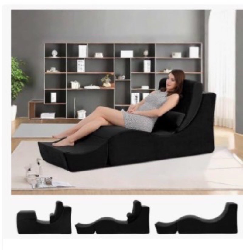 TKBRWU Yoga Chaise Lounge Indoor, Ergonomic Reading Chair for Adults, Multifunctional Foam Recliner 