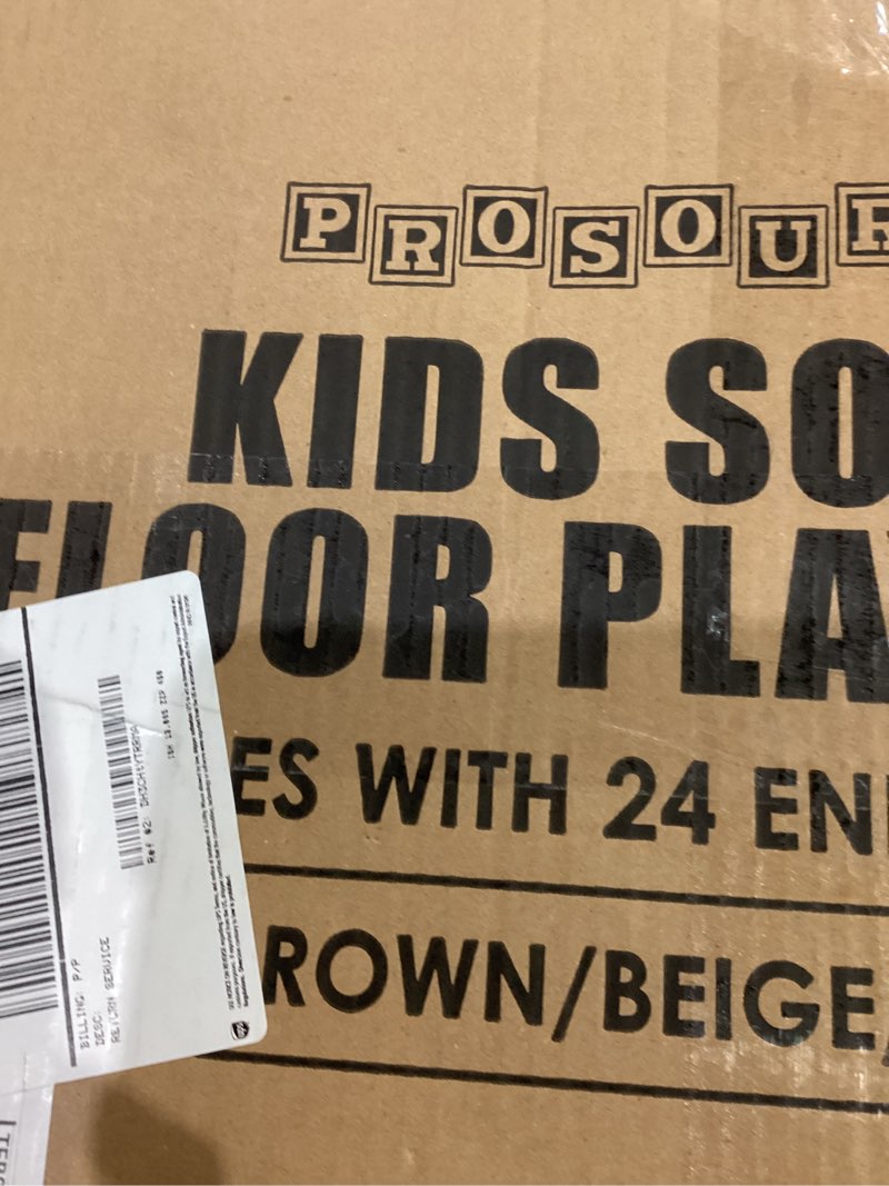 Condition photo showing As Is for ProSource Foam Puzzle Floor Play Mat for Kids and Babies with Solid Colors, 36 or 16 Interlocking Tiles with Borders, Brown/Beige/Grey Brown/Beige/Grey - 36 Tiles