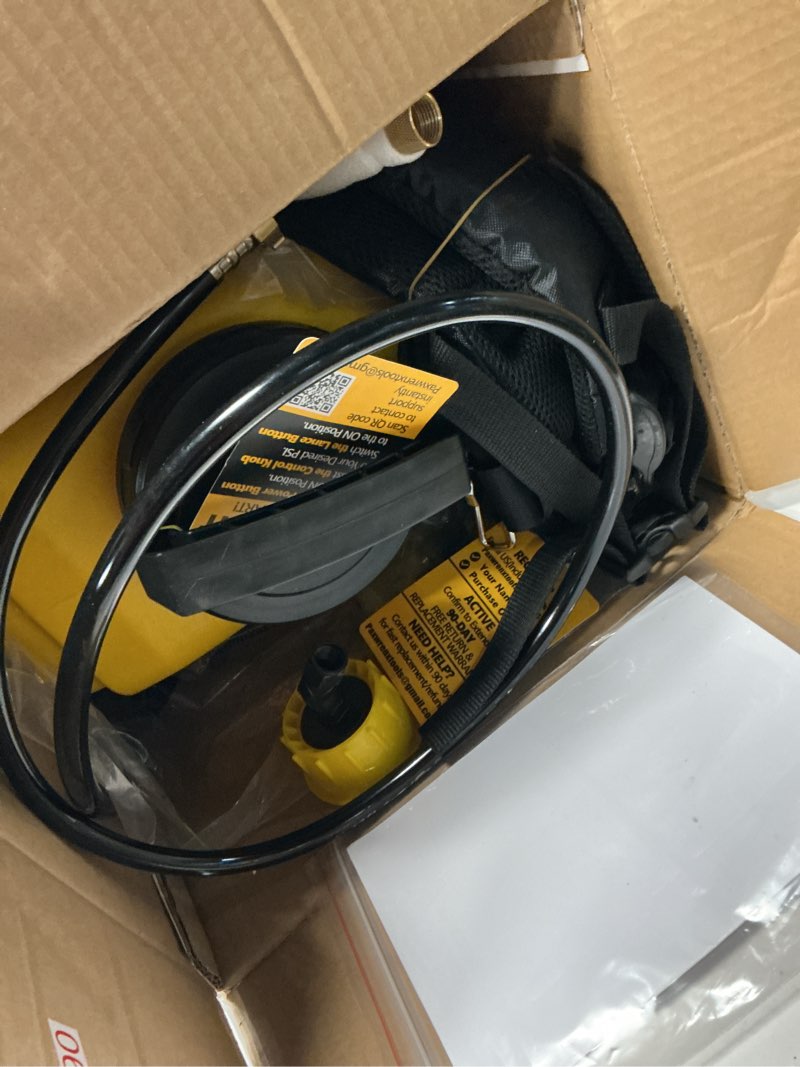 Condition photo showing Good Condition for 4-gallon battery powered backpack sprayer, compatible with dewalt 20v max, 0-90 psi adjustable, 100+ gal per charge, cordless garden sprayer for lawn care, tool only (battery not included)