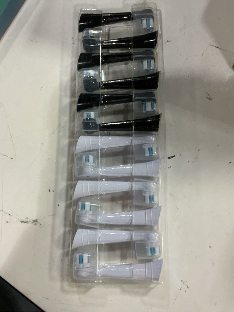 Condition photo showing Good Condition for 12 pcs io replacement heads compatible with oral b io 2/3/4/5/6/7/8/9/10/deep clean electric toothbrush, medium bristles brush heads compatible with oral b io for plaque removal (black/white) black white 12 count (pack of 1)