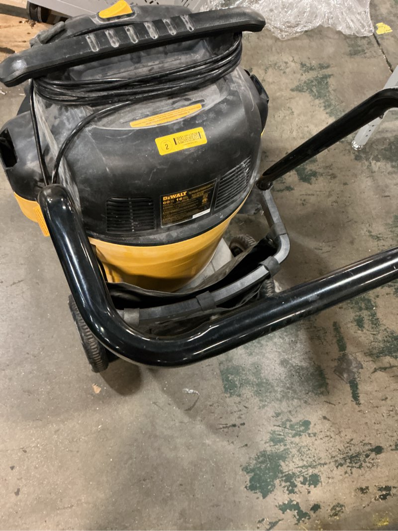Condition photo showing As Is for dewalt stealthsonic quiet 16-gallon 6.5 hp corded wet/dry shop vacuum with accessories