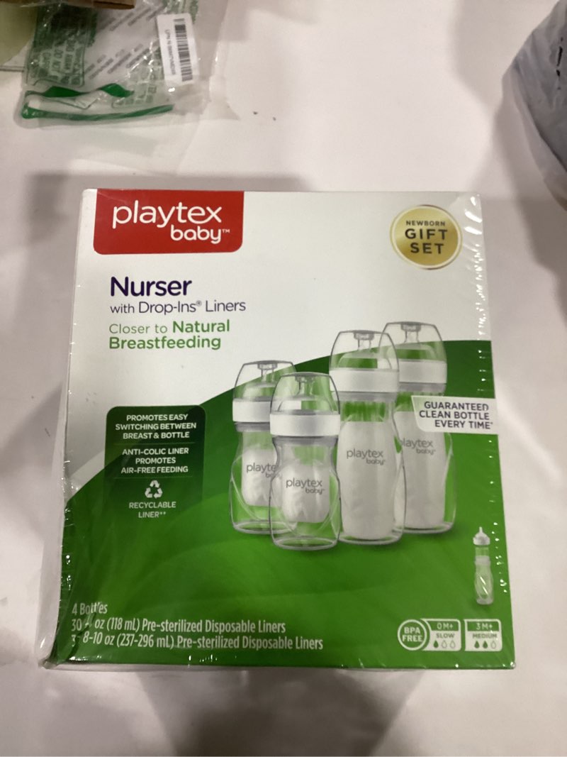 Condition photo showing New/Like New for Playtex Baby Nurser Bottle Gift Set, with Pre-Sterilized Disposable Drop-Ins Liners, Closer to Breastfeeding