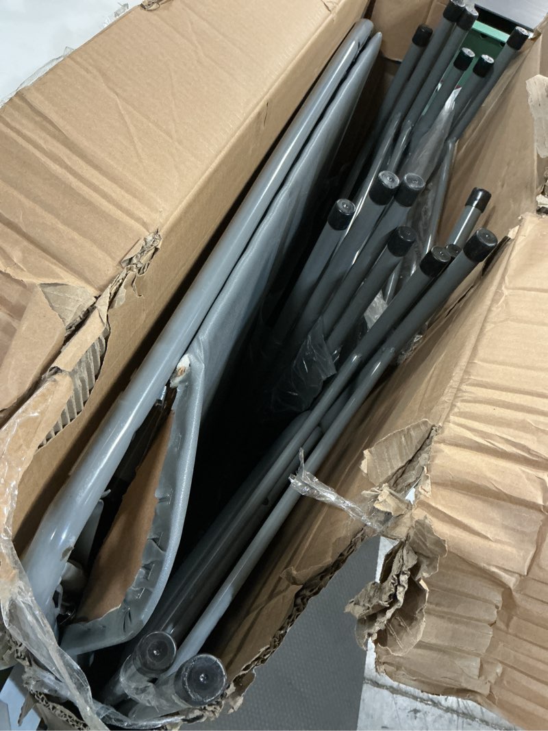 Condition photo showing As Is for ( table damage ) Flash Furniture Madison 5-Piece Folding Card Table and Chairs Set, Portable Event Table and Chairs Set for Indoor and Outdoor Gatherings, Gray Grey 5 Piece Set