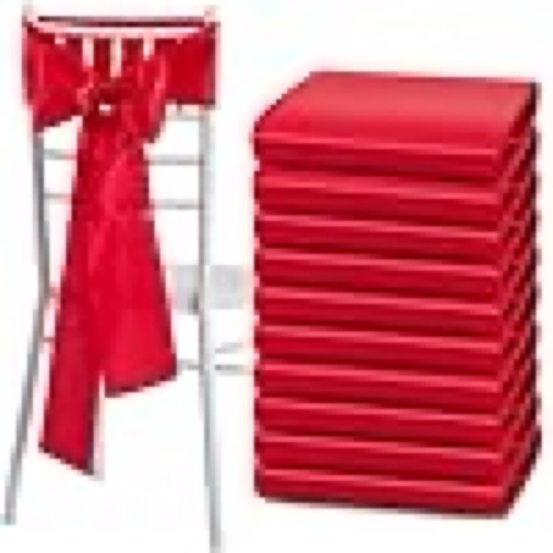 50 pcs red satin chair sashes bows universal chair cover for wedding reception events banquets party, hotel event decorations