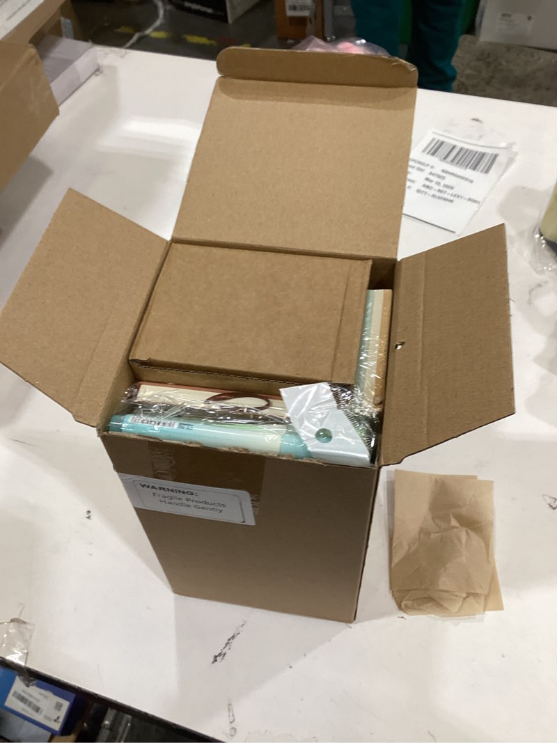 Condition photo showing New/Like New for Havawish 14 Pcs Book Lovers Gifts for Women 16 oz Glass Cup Canvas Bag A6 Journal Notebook Ballpoint Pens Highlighters Sticky Notes for Reader Bookworm Librarian Book Club(Brown,Aesthetic) Brown Aesthetic