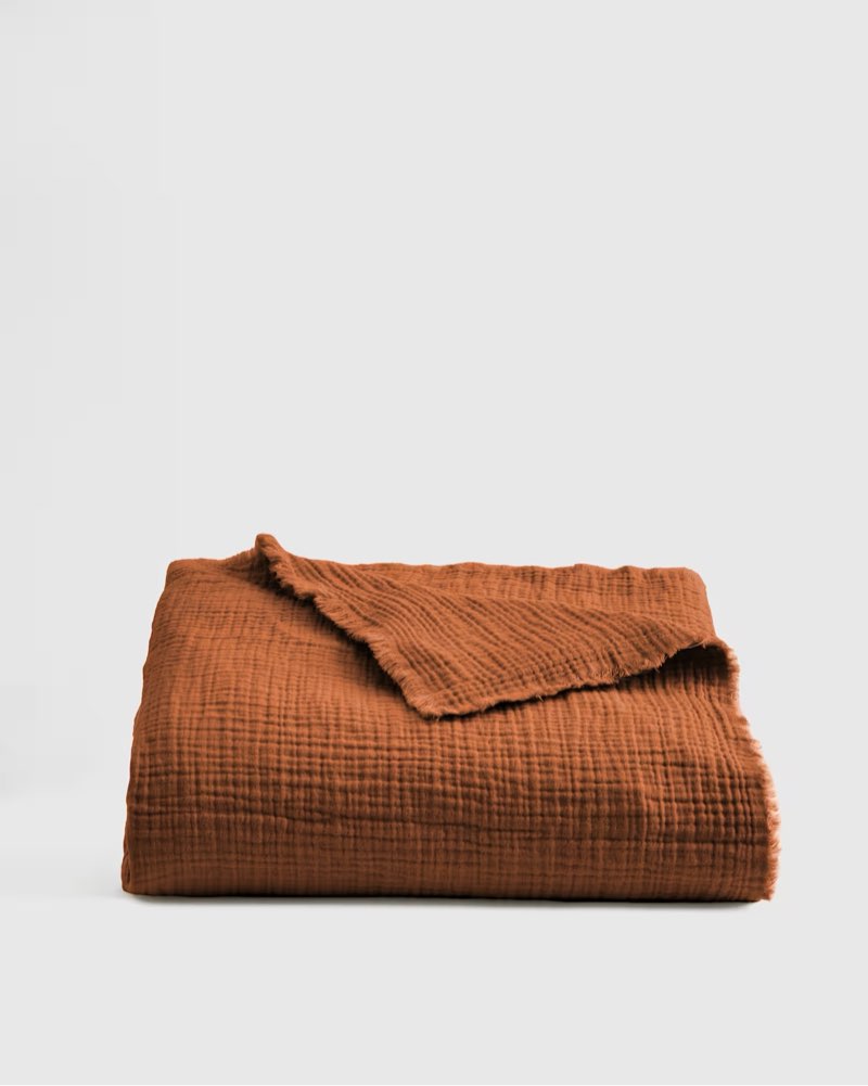 quince organic cotton gauze throw 50x60 /terracota 