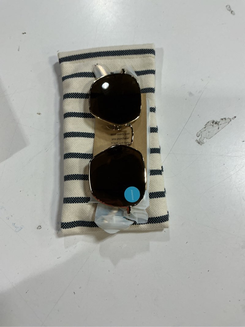 Condition photo showing New/Like New for TOMS Women's Sawyer Square Sunglasses Shiny Gold 52 Millimeters