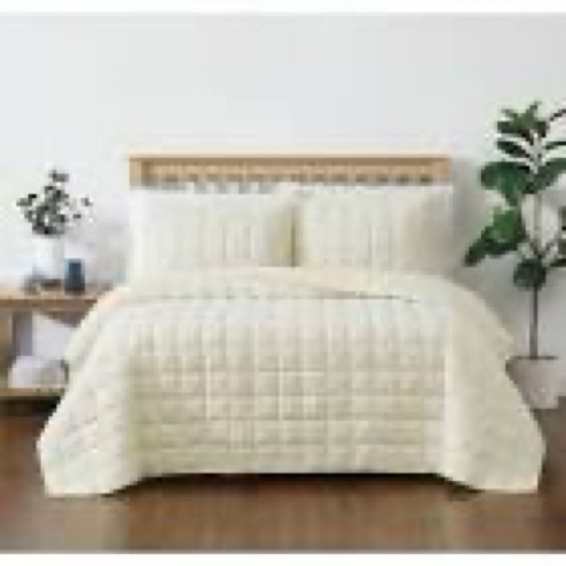 quince king european linen box quilt set ivory