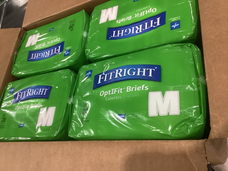Condition photo showing Good Condition for FitRight Adult Diapers, Ultra Heavy Absorbency, M (Waist Size 32in-44in), 80 Count, OptiFit Incontinence Briefs for Men and Women, Disposable, Moisture-Wicking, Leak Protection,
