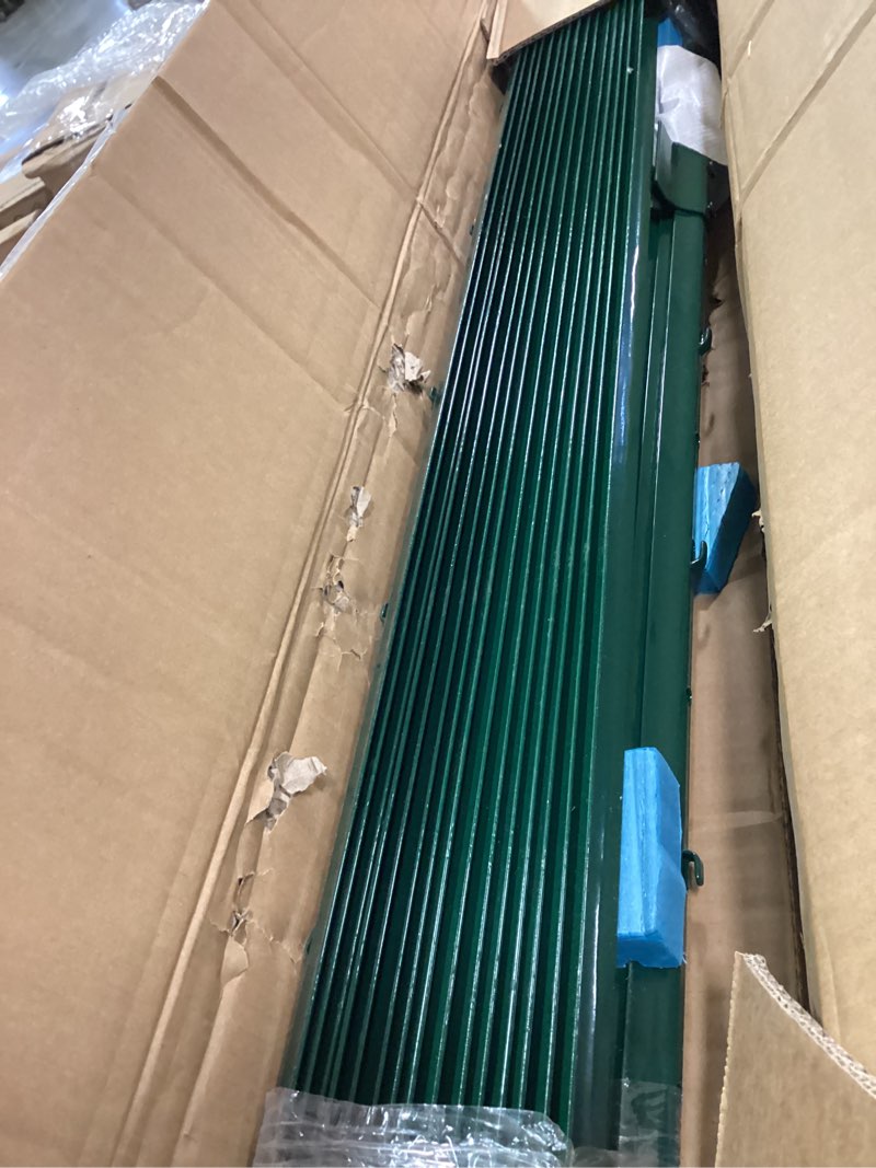 Condition photo showing New/Like New for Metal Fence Post Green 6 feet, Pack of 15, T Posts for Fences Wire Mesh, No Dig Steel Stakes Fencing for Garden Yard Farm Outdoor Light Duty 6 FT- 15 SPLICING